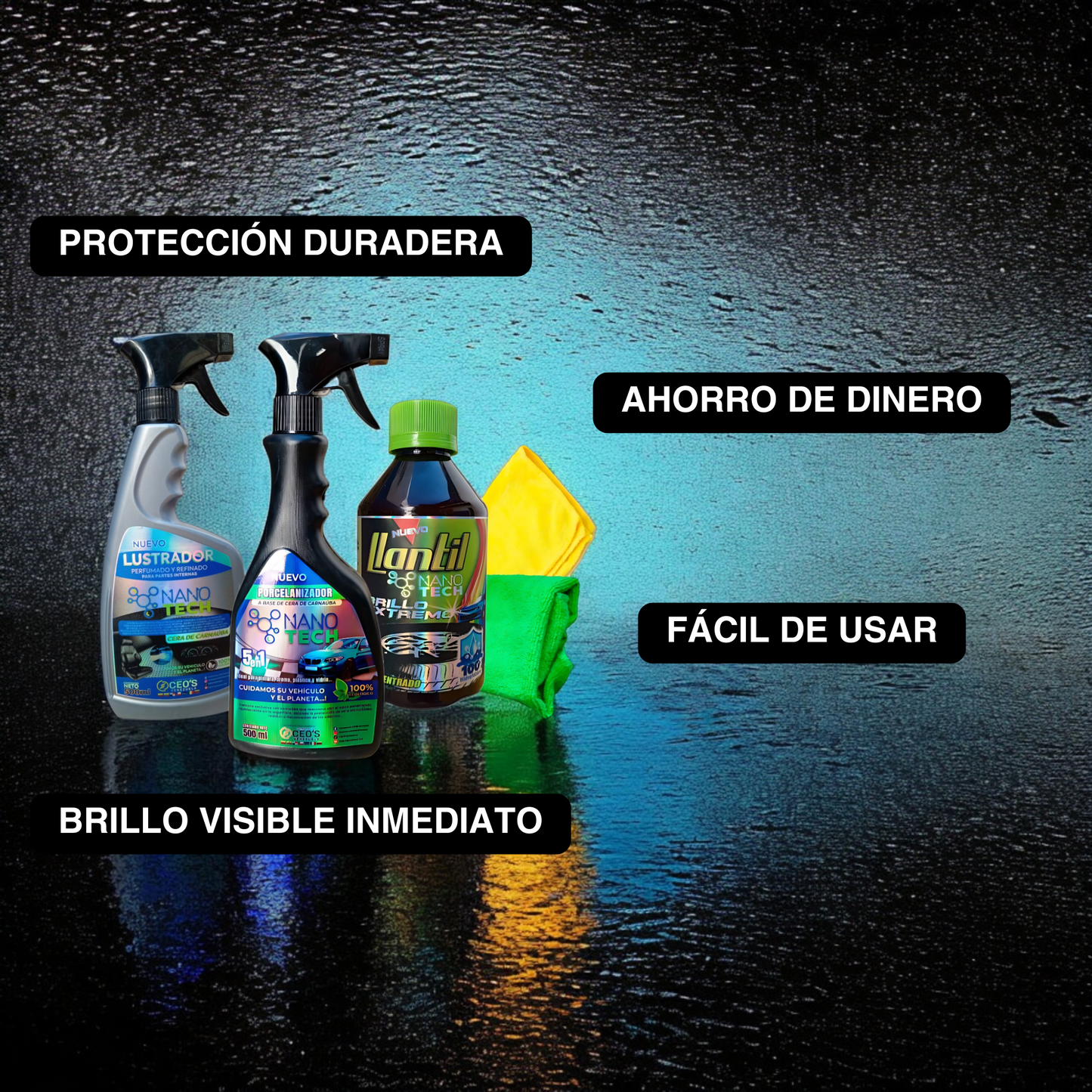 Kit de Pulitura: Combo Premium (Porcenalizador + Lustrador + Llantil)