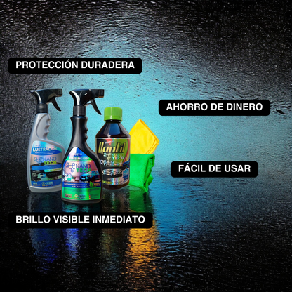 Kit de Pulitura: Combo Premium (Porcenalizador + Lustrador + Llantil)