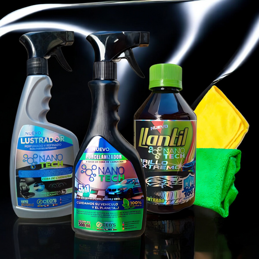 Kit de Pulitura: Combo Premium (Porcenalizador + Lustrador + Llantil)